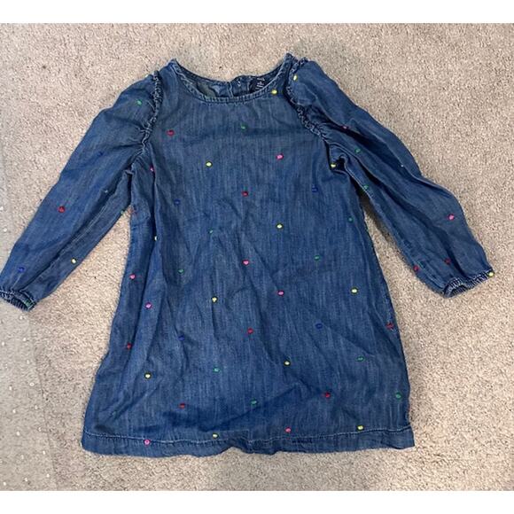 GAP Kids Denim Dress – Size 4 Years – Embroidered Polka Dots - Picture 2 of 2